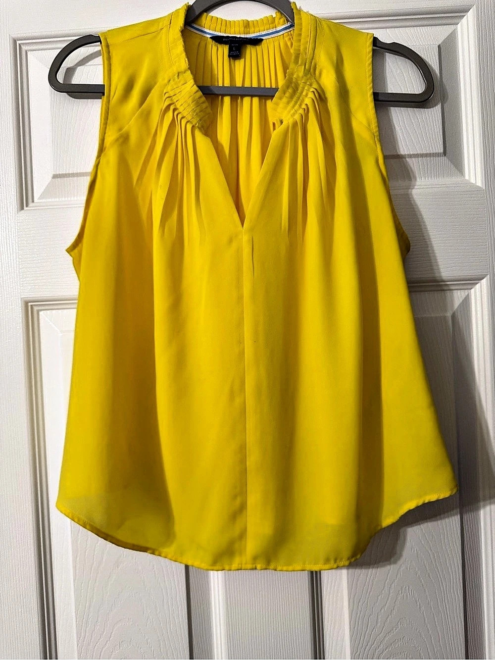 Banana Republic Pleated Yellow Blouse Petite